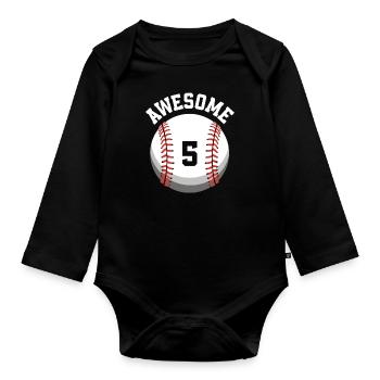Kinder Geburtstag 5. Geburtstag Baseballparty - Baby Bio-Langarm-Body - Schwarz - Vorne
