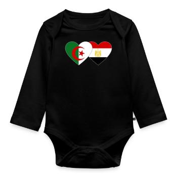 Algérie Egypte Drapeau Coeur - Body Bébé bio manches longues - noir - Devant
