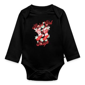 Sleigh Girl Sleigh Funny Ugly Christmas für Frauen - Baby Bio-Langarm-Body - Schwarz - Vorne