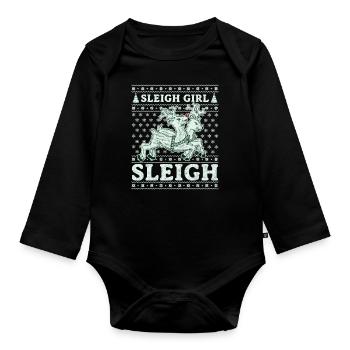 Sleigh Girl Sleigh Funny Ugly Christmas für Frauen - Baby Bio-Langarm-Body - Schwarz - Vorne