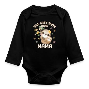 Ce bébé paresseux aime maman le jour de la fête des mères - Body Bébé bio manches longues - noir - Devant