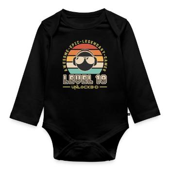 Level 19 - Organic Longsleeve Baby Bodysuit - black - Front