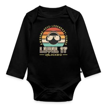 Level 17 - Organic Longsleeve Baby Bodysuit - black - Front