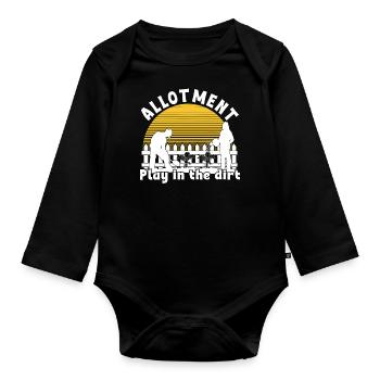 Allotment Play in the dirt - Organic Longsleeve Baby Bodysuit - black - Front
