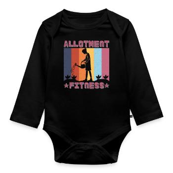 Kleingarten-Fitness - Baby Bio-Langarm-Body - Schwarz - Vorne