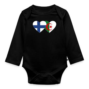 Finlande Drapeau Algérie Coeur - Body Bébé bio manches longues - noir - Devant