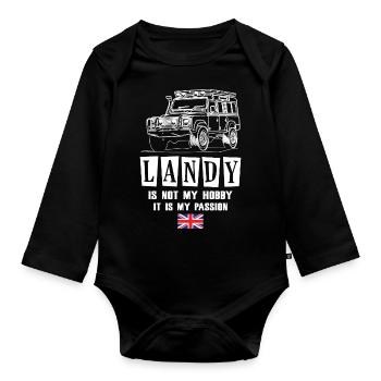 Landy is not my hobby It is my passion - Organic Longsleeve Baby Bodysuit - black - Front