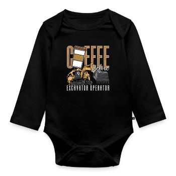 Excavator Operator Coffee Earthwork Coffee Lover - Organic Longsleeve Baby Bodysuit - black - Front