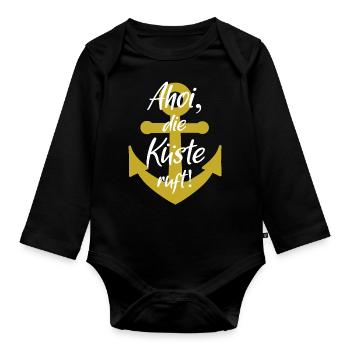 Ahoy la côte vous appelle - Anchor - Body Bébé bio manches longues - noir - Devant
