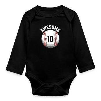 Kinder Geburtstag 10. Geburtstag Baseballparty - Baby Bio-Langarm-Body - Schwarz - Vorne