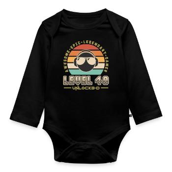 Level 40 - Organic Longsleeve Baby Bodysuit - black - Front