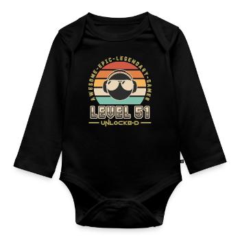 Level 51 - Organic Longsleeve Baby Bodysuit - black - Front