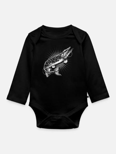 Hecht Angler - Baby Bio-Langarm-Body - Schwarz