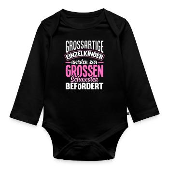 Ich Werde Große Schwester Geburt Nachwuchs Tochter - Baby Bio-Langarm-Body - Schwarz - Vorne