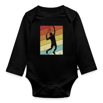 Retro Tennis Racket Tennis Coach Tennis Player - Organic Longsleeve Baby Bodysuit - black - Front