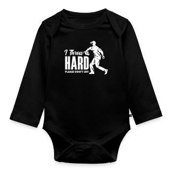Lustiger Baseball - Baby Bio-Langarm-Body - Schwarz - Vorne