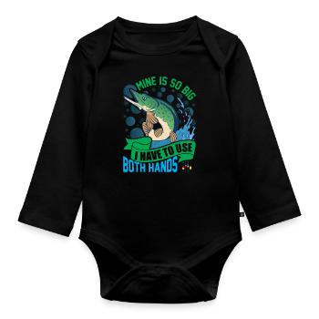 Hechtfischen Fischfänger Hecht Fischer Angler - Baby Bio-Langarm-Body - Schwarz - Vorne