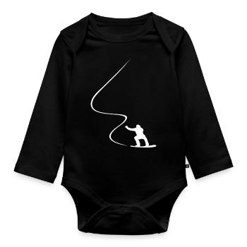 Snowboarder, Courbe, Descente, Freerider, Hiver - Body Bébé bio manches longues - noir - Devant