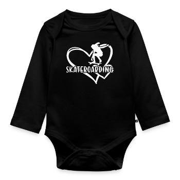 Sport Heart Skateboarding - Baby Bio-Langarm-Body - Schwarz - Vorne