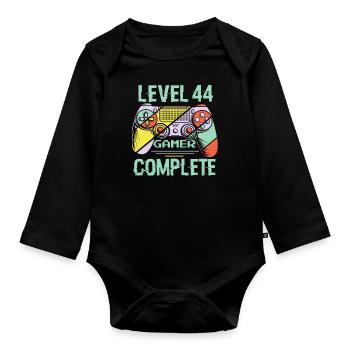 Niveau 44 complète 44 Ans Gamer Level 44 Complete - Body Bébé bio manches longues - noir - Devant