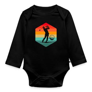 Golf Golfer Golfen - Baby Bio-Langarm-Body - Schwarz - Vorne