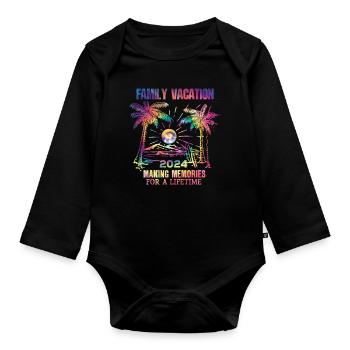 Family holidays 2024 make memories - Organic Longsleeve Baby Bodysuit - black - Front