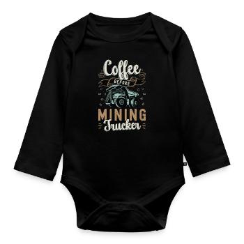 Café de camionneur minier avant l’amateur de café de mineur - Body Bébé bio manches longues - noir - Devant