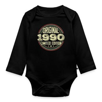 1990 Birthday Partys, ein legendärer Jahrgang - Baby Bio-Langarm-Body - Schwarz - Vorne