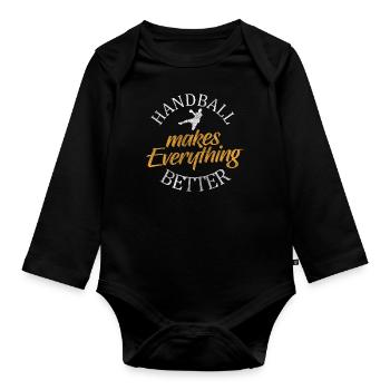 Handball, Joueur De Handball, Compétition, Sports De Balle - Body Bébé bio manches longues - noir - Devant