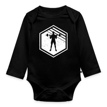 Men's Strength Training Cardio Fitness Endurance Training - Organic Longsleeve Baby Bodysuit - black - Front