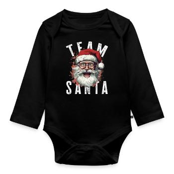 Team Santa Weihnachtsmotiv Weihnachtsmann - Baby Bio-Langarm-Body - Schwarz - Vorne