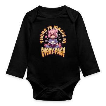Il y a de la magie dans chaque page - Kawaii Anime Girl - Body Bébé bio manches longues - noir - Devant