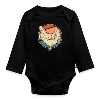 Huhn Henne - Baby Bio-Langarm-Body - Schwarz - Vorne