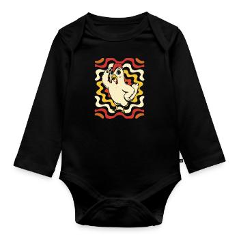 Huhn Henne - Baby Bio-Langarm-Body - Schwarz - Vorne