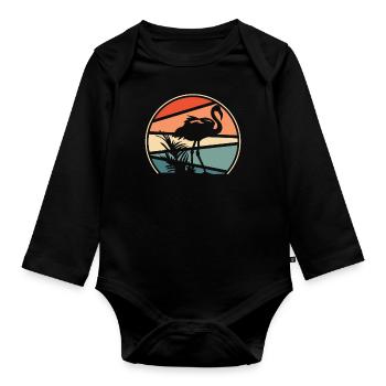 Flamingo - Organic Longsleeve Baby Bodysuit - black - Front