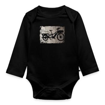 Lastenfahrrad Lastenrad Cargo Bike Cargobike - Organic Longsleeve Baby Bodysuit - black - Front