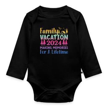 Sommer Familienurlaub Der Erinnerungen Weckt - Baby Bio-Langarm-Body - Schwarz - Vorne