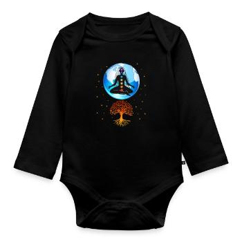 Méditation méditer Zen Yoga cadeau - Body Bébé bio manches longues - noir - Devant