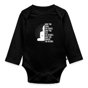Méditation méditer Zen Yoga cadeau - Body Bébé bio manches longues - noir - Devant