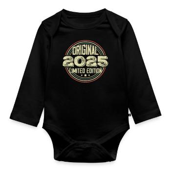 2025 Birthday celebrations, a legendary vintage - Organic Longsleeve Baby Bodysuit - black - Front