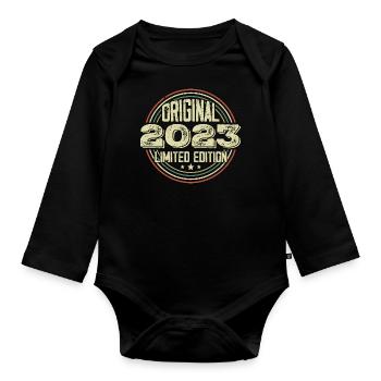 2023 Birthday Parties, A Legendary Vintage - Organic Longsleeve Baby Bodysuit - black - Front