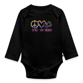 Nurse Midwife Birth Worker Tie Dye - Baby Bio-Langarm-Body - Schwarz - Vorne