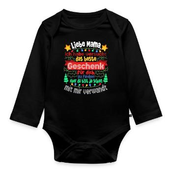 Weihnachts Weihnachten Liebe Mama Mutter Lustig - Baby Bio-Langarm-Body - Schwarz - Vorne