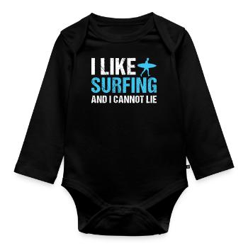 Sport J’aime le surf - Body Bébé bio manches longues - noir - Devant