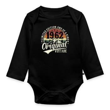 Legendärer 62. Geburtstag Retro Style 1962 - Baby Bio-Langarm-Body - Schwarz - Vorne