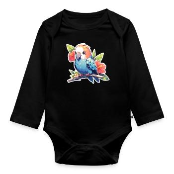Parrot and bird keeping - Organic Longsleeve Baby Bodysuit - black - Front