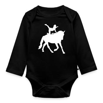 Men's Vaulting Equestrian Gymnastics Balance Exercises - Organic Longsleeve Baby Bodysuit - black - Front