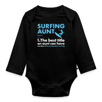 Sport Aunt Surfing - Organic Longsleeve Baby Bodysuit - black - Front