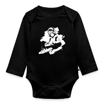 Le cool Cyberpunk Style Anime Boy Otaku de Shibuya - Body Bébé bio manches longues - noir - Devant