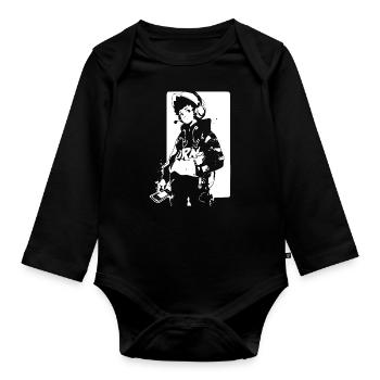 Le cool Cyberpunk Style Anime Boy Otaku de Shibuya - Body Bébé bio manches longues - noir - Devant